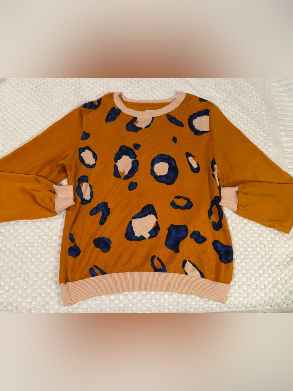 3.1 Phillip Lim For Target Pullover with Navy and Blush Leopard Spots, Size M